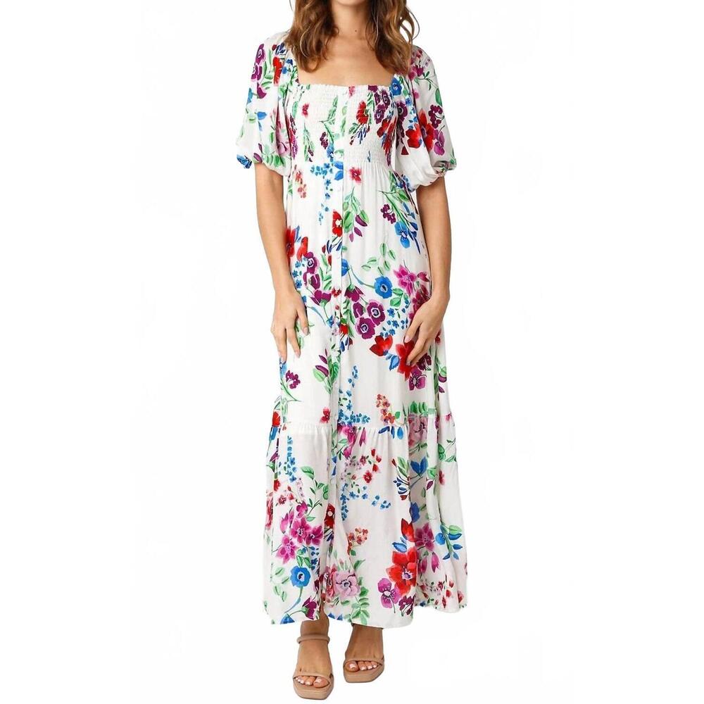 NEW LITTLE SECRET OF MINE floral tiered maxi dress in sweet fantasy